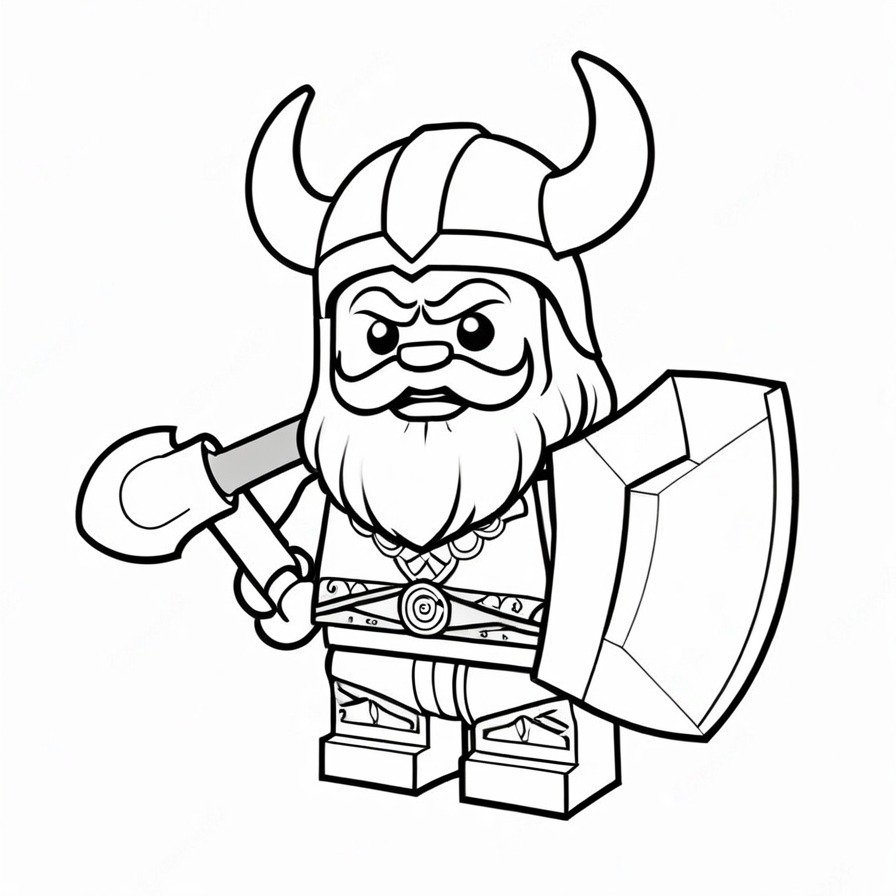 'LEGO Viking' sets sail on a voyage of discovery, as colorists chart new territories of creativity, bringing this ancient warrior to life with bold lines and imaginative hues.