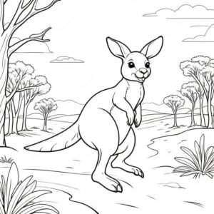 Lone Kangaroo Hopping