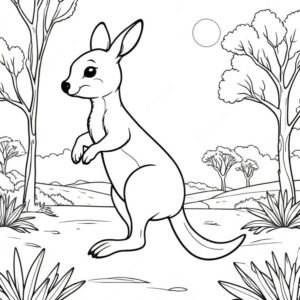 Lone Kangaroo Hopping