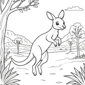 Lone Kangaroo Hopping