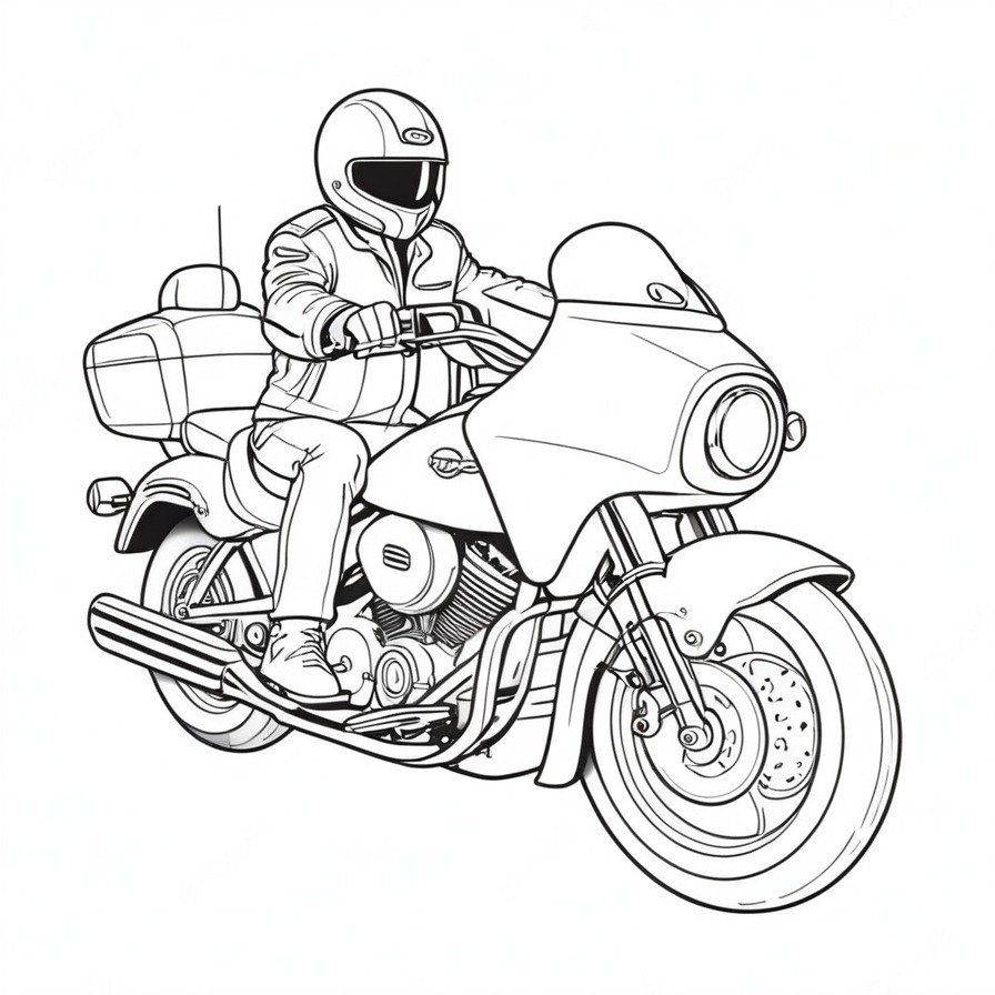 Hit the road with 'Mighty Motorcycle,' a coloring page for those who dream of cruising the highways on two wheels, feeling the rush of wind and the spirit of adventure.