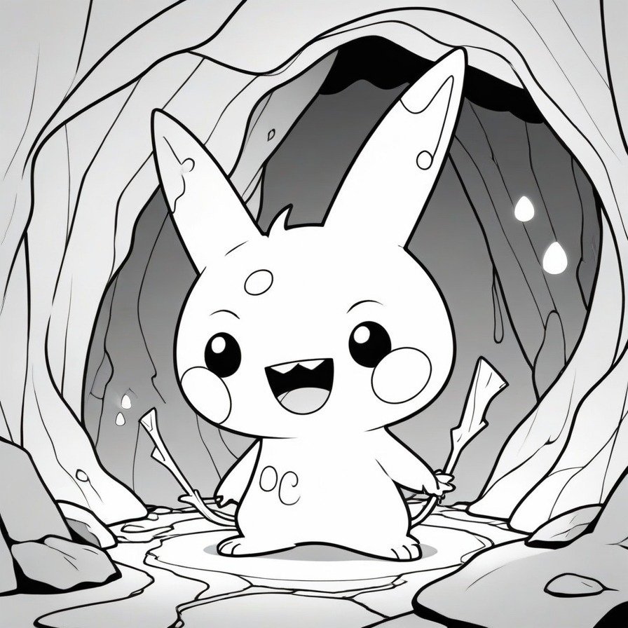 'Mimikyu's Adventure' captures the bold and curious nature of Mimikyu as it ventures into unknown territories. This coloring page is designed for those who love to imagine Mimikyu on grand adventures, providing an engaging and dynamic scene to color.