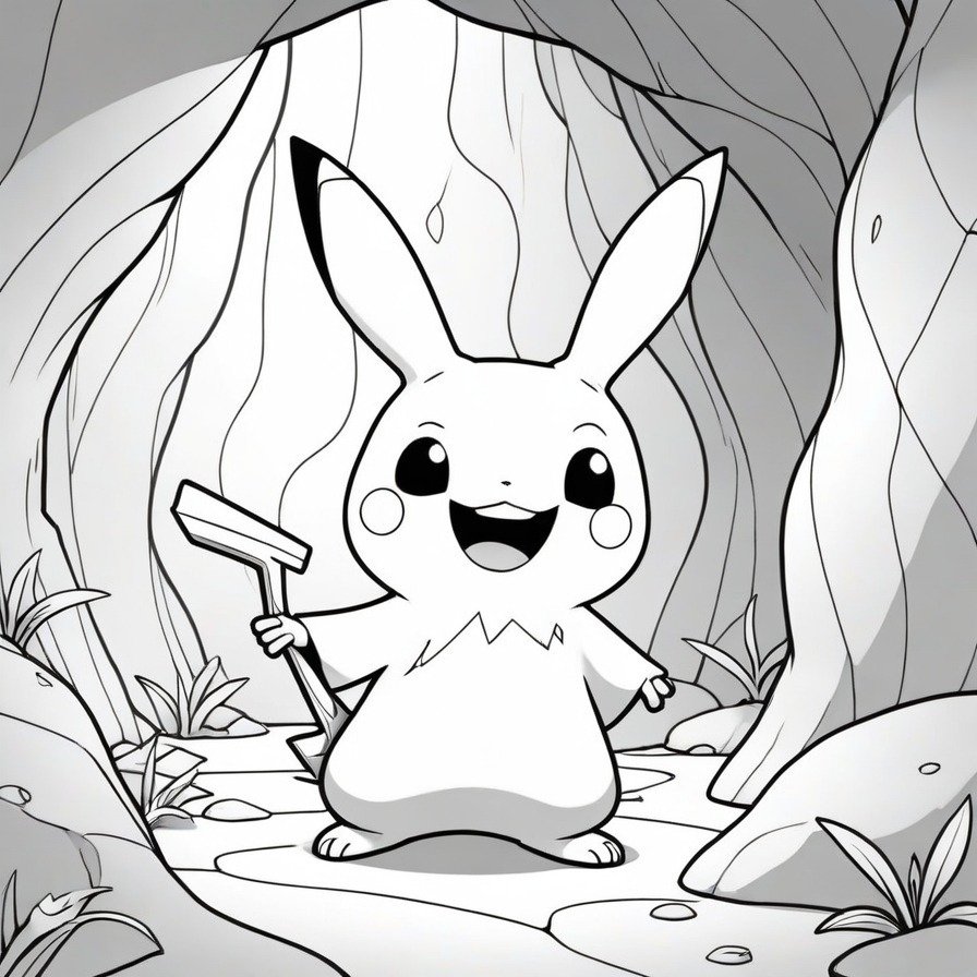 'Mimikyu's Adventure' captures the bold and curious nature of Mimikyu as it ventures into unknown territories. This coloring page is designed for those who love to imagine Mimikyu on grand adventures, providing an engaging and dynamic scene to color.