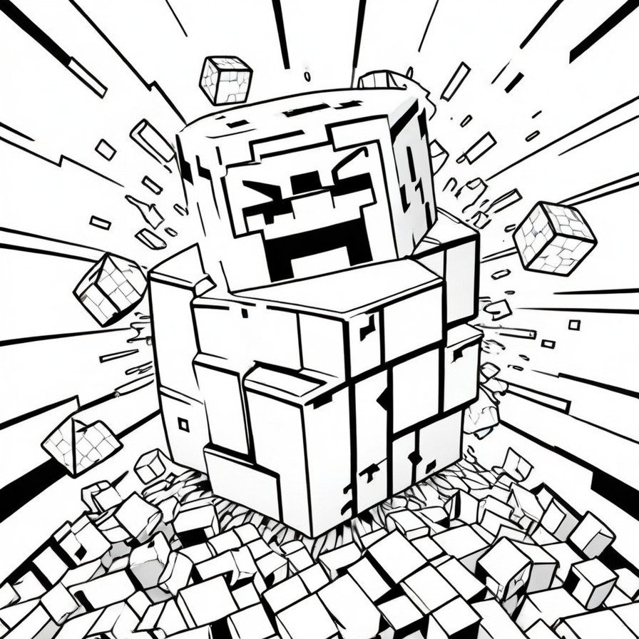 'Minecraft TNT's Explosive Moment' coloring page is perfect for those who want to add a bang to their artwork, featuring the game's iconic red TNT.