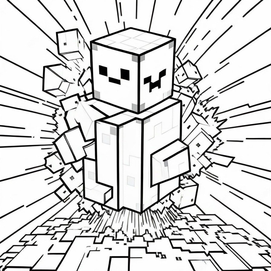 'Minecraft TNT's Explosive Moment' coloring page is perfect for those who want to add a bang to their artwork, featuring the game's iconic red TNT.