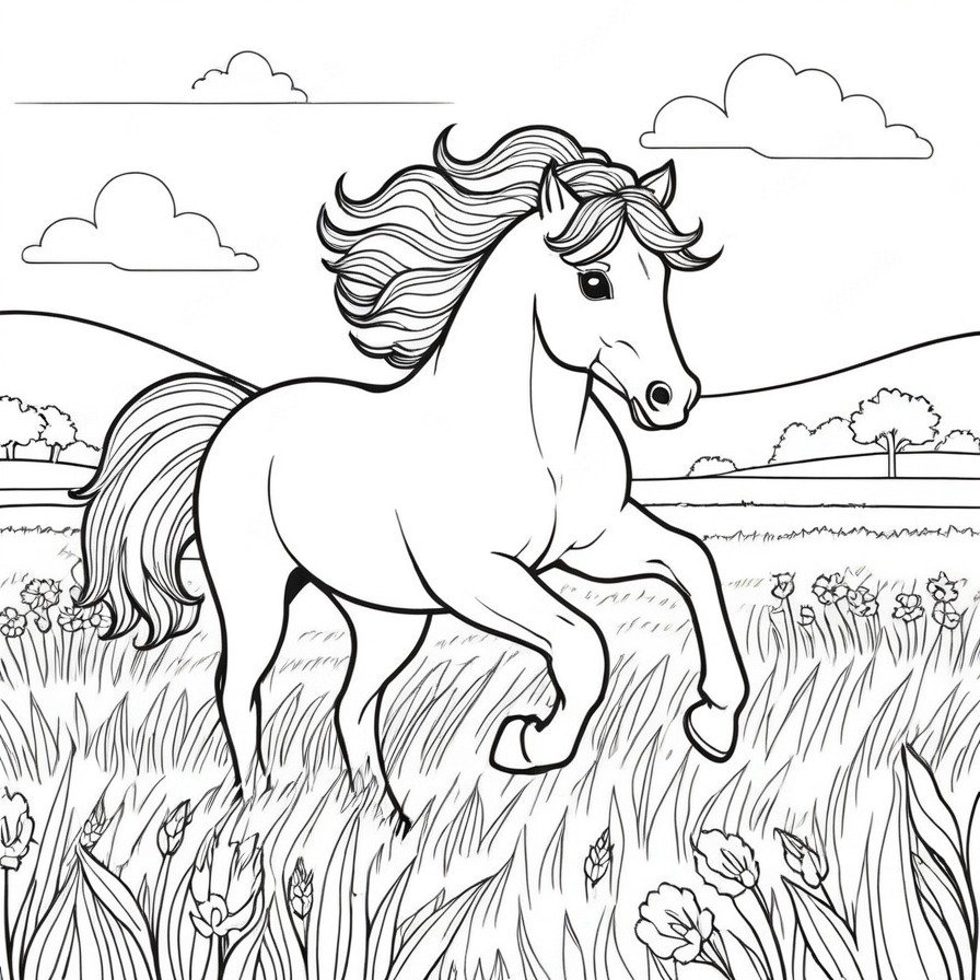 'Noble Stallion Running' portrays the wild spirit of a horse unleashed across the plains. The minimalistic background ensures that the focus remains on the stallion's muscular form and spirited gallop.