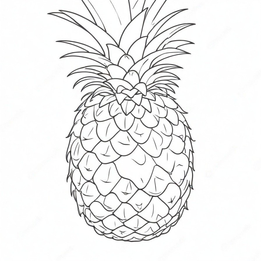 Celebrate the 'Pineapple's Textured Crown,' a coloring page that lets you delve into the intricate pattern of this beloved tropical fruit.
