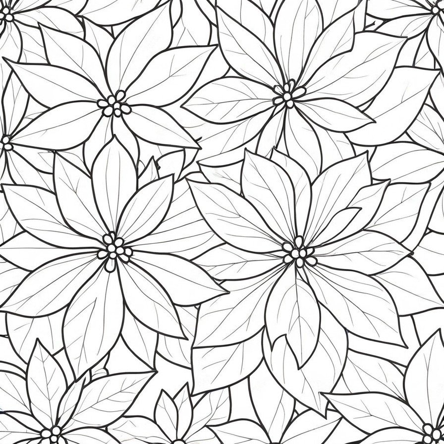 Celebrate the season with 'Poinsettia's Holiday Spirit,' a coloring page that highlights the festive and joyful presence of poinsettias, ideal for those who enjoy the holiday season's colors and moods.