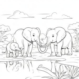 Serene Elephants By The Waterhole