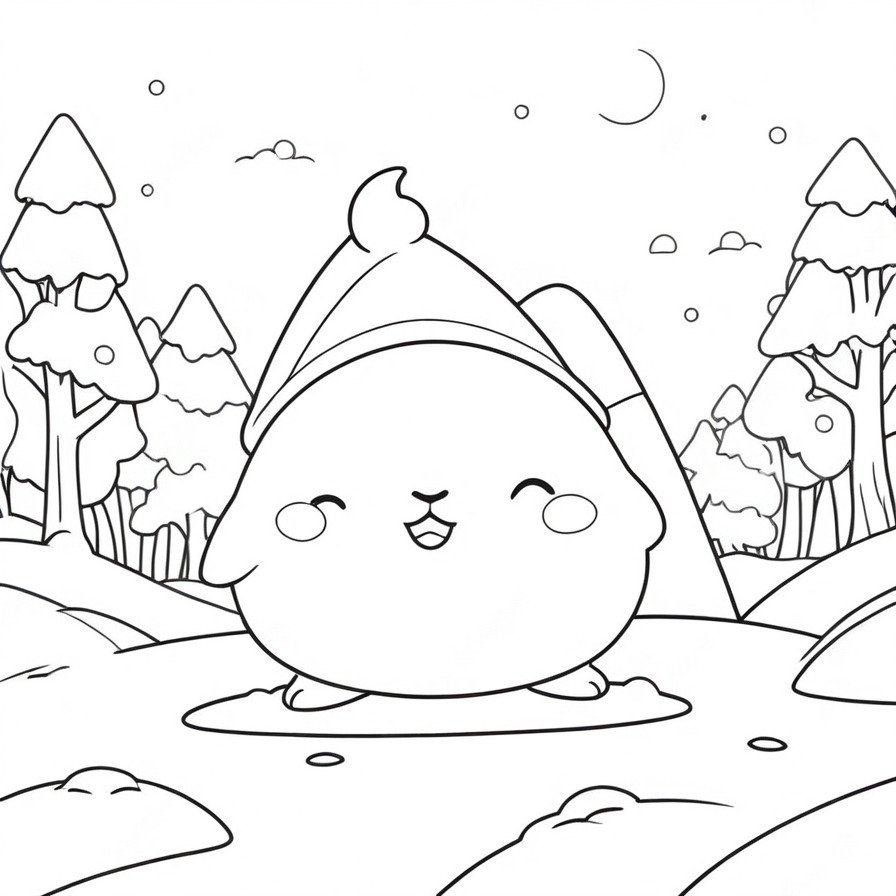 Chill out with 'Snorunt's Frosty Hideout,' a playful depiction of Snorunt nestled in a snowy environment. This coloring page is ideal for fans who love the icy and secretive nature of this ice-type Pokémon, providing a cool and hidden coloring adventure.