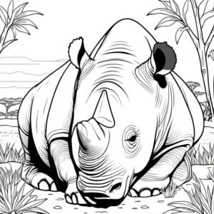 Solitary Rhino Resting