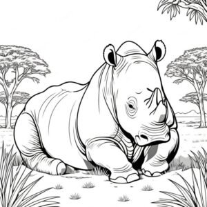 Solitary Rhino Resting