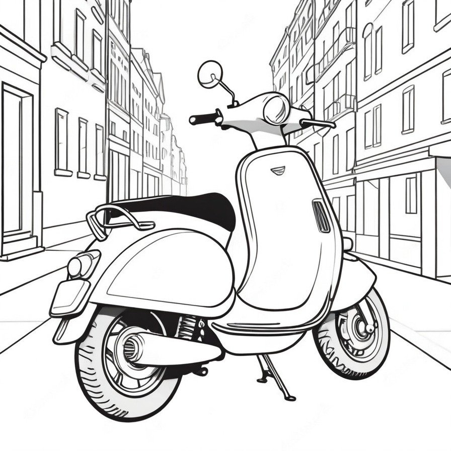 Navigate the streets with 'Swift City Scooter,' a coloring page that captures the essence of modern urban mobility, ideal for those who enjoy the convenience and fun of scooter travel.