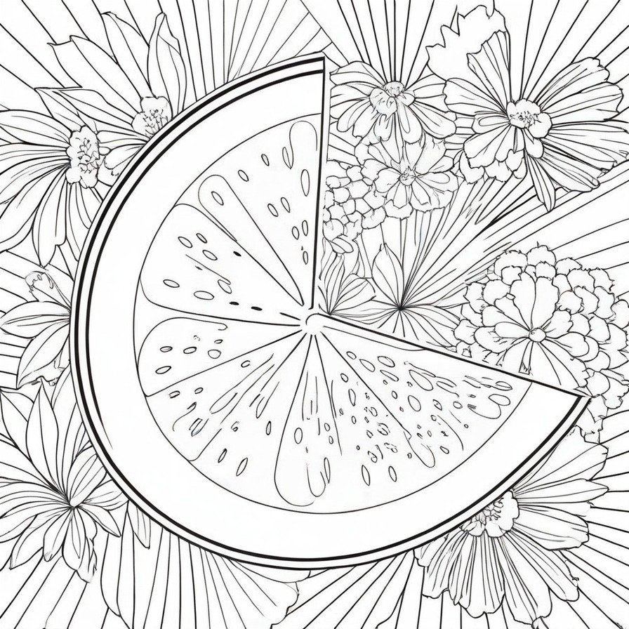 Indulge in 'Watermelon Wedge's Refreshment,' a coloring page that embodies the joy and freshness of biting into a crisp slice on a warm day.