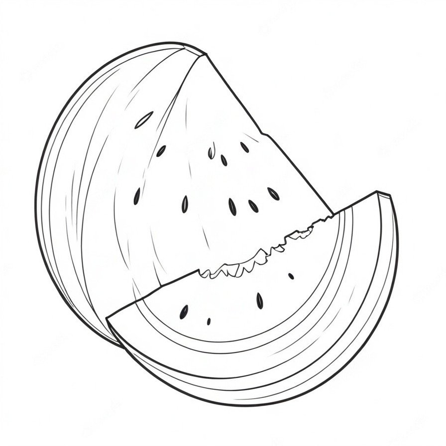 Indulge in 'Watermelon Wedge's Refreshment,' a coloring page that embodies the joy and freshness of biting into a crisp slice on a warm day.