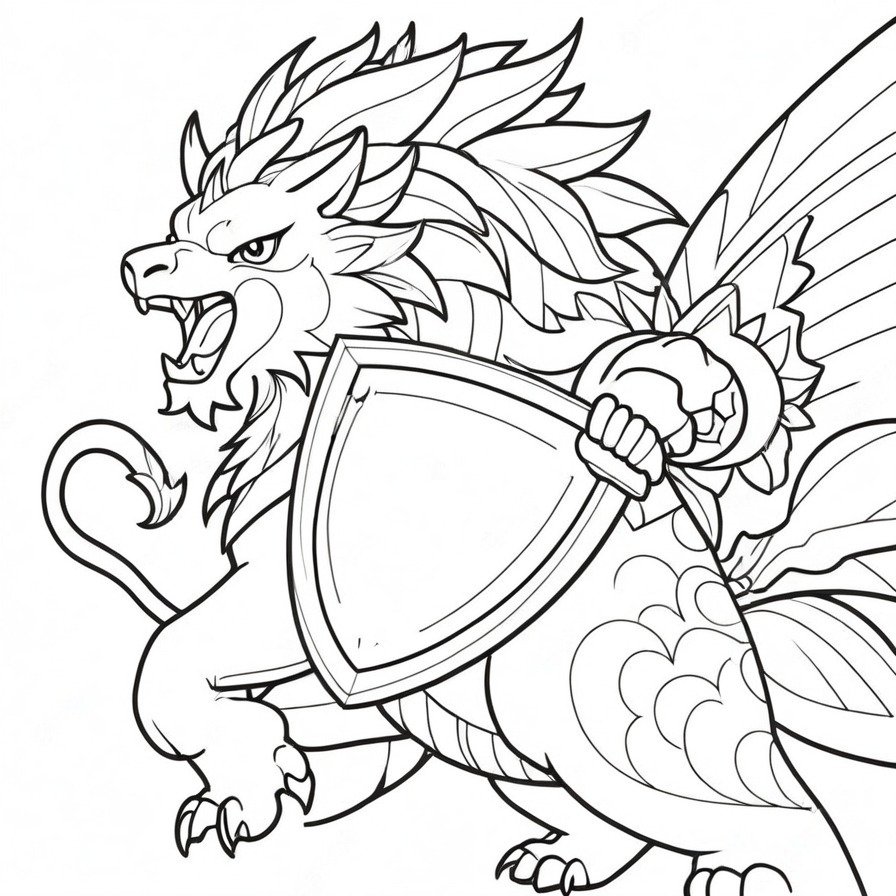 Witness 'Zamazenta's Shielded Charge,' a dynamic scene that captures the essence of Zamazenta as a legendary protector. This coloring page is designed for fans who cherish the robust and defensive nature of this shield-bearing Pokémon, providing a powerful and engaging coloring experience.