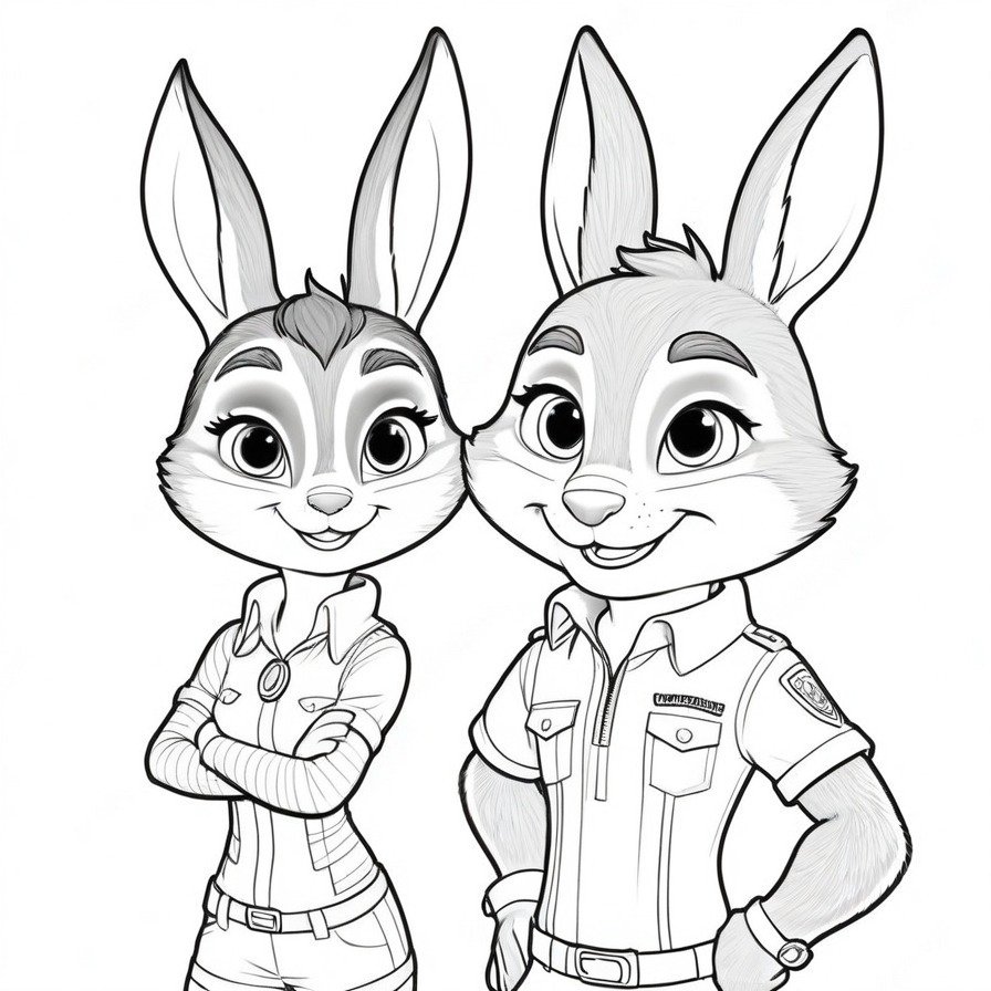 'Zootopia's Dynamic Duo' is a scene of teamwork and wit, as Judy and Nick come together on the page, ready for a splash of color.