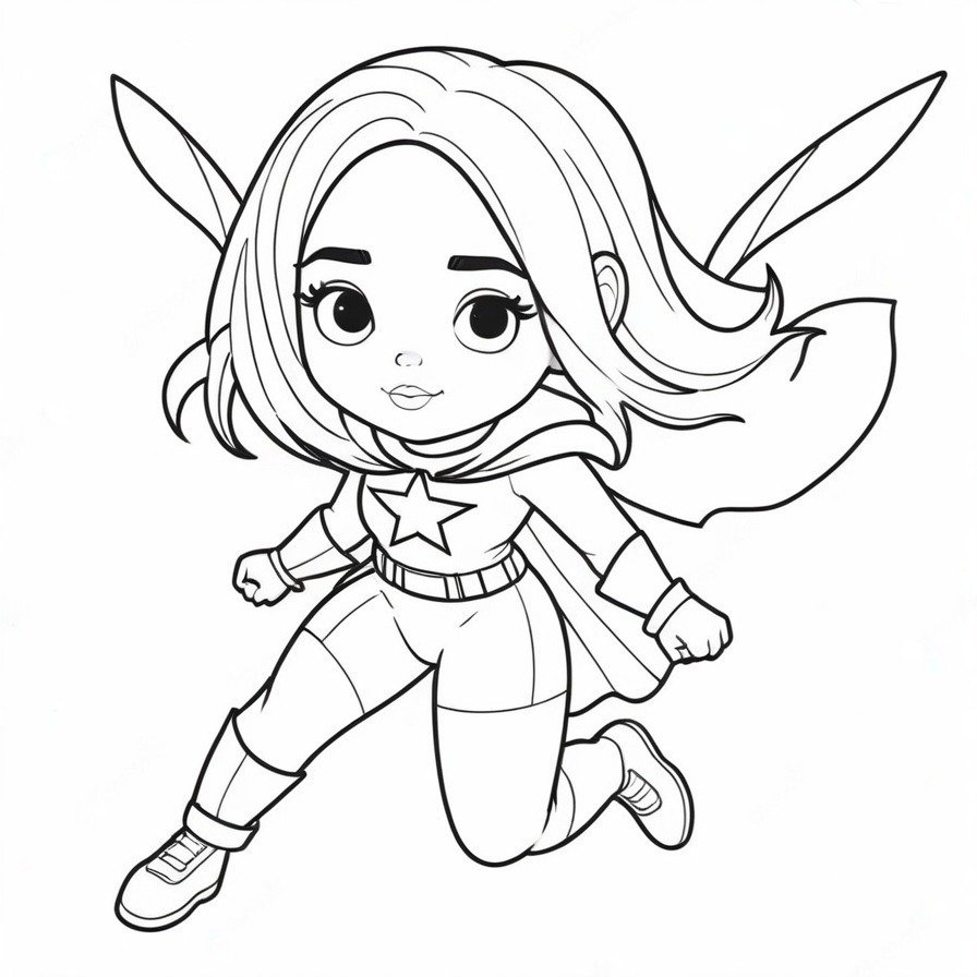 'Billie's Superhero Flight' captures the excitement and dynamism of superhero action, with Billie Eilish in the role of a city-saving hero. This coloring page is perfect for fans of superheroes and action-packed scenes.