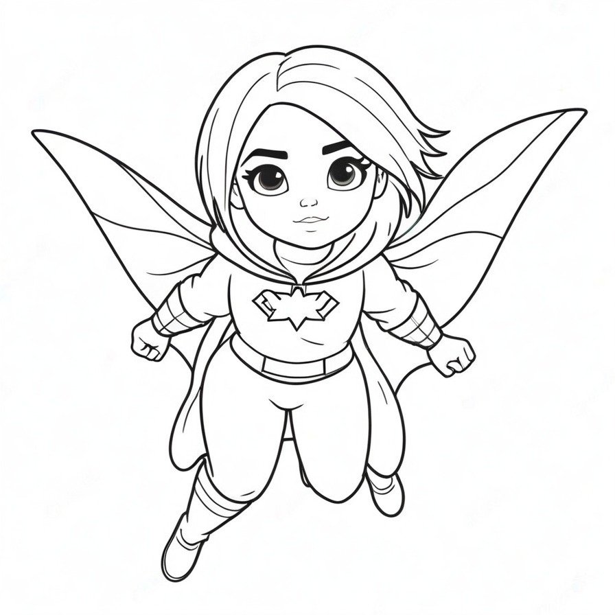 'Billie's Superhero Flight' captures the excitement and dynamism of superhero action, with Billie Eilish in the role of a city-saving hero. This coloring page is perfect for fans of superheroes and action-packed scenes.